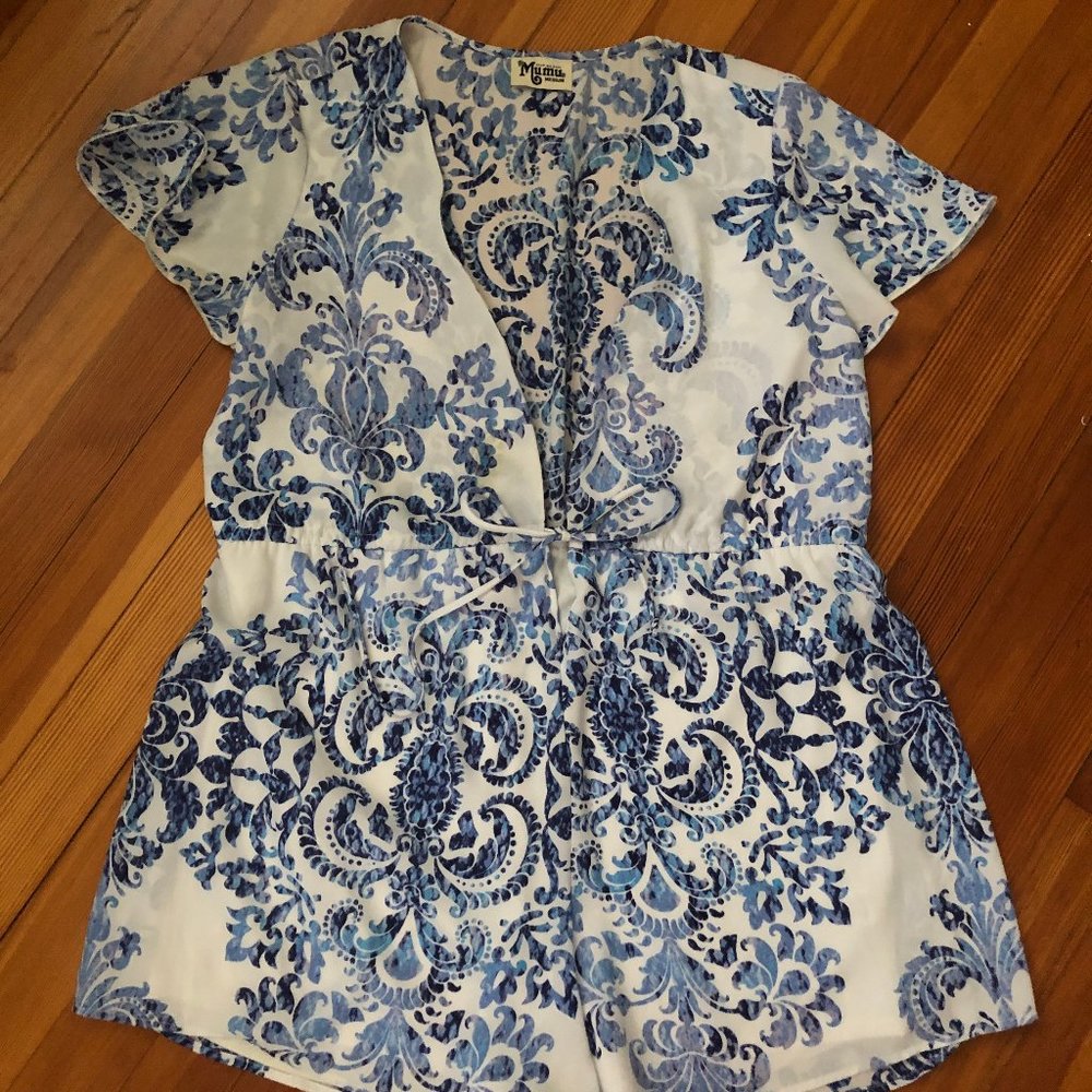 Blue and White Romper